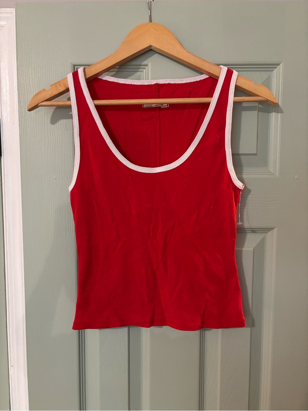 Free People Red Scoop Tank with White Trim